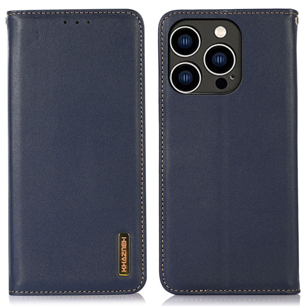 KHAZNEH Pro iPhone 15 Pro hovězí kůže peněženka pouzdro na telefon s blokováním RFID stojánku KHAZNEH Pro iPhone 15 Pro hovězí kůže peněženka pouzdro na telefon s blokováním RFID stojánku